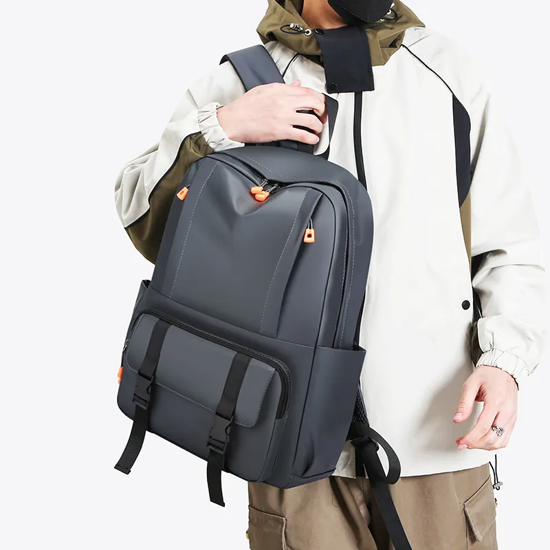 FAMAN Durable Fabric Backpack Regular Men's Black/Gray-12