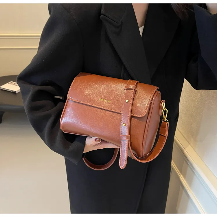 FAMAN PU Shoulder Bag Crossbody Bag Women's Brown Coffee Coffee Black-3