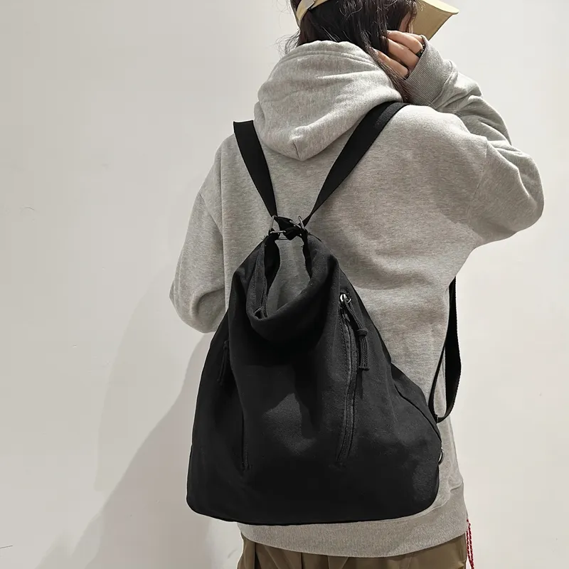 FAMAN Canvas Canvas Bag Commute Shoulder Bag Regular Unisex Black/White/Green/Brown-8