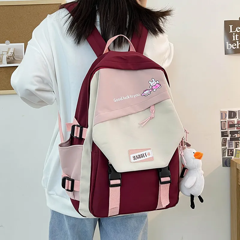 FAMAN Nylon Backpack Regular Women's Black/Red/Green/Blue-4