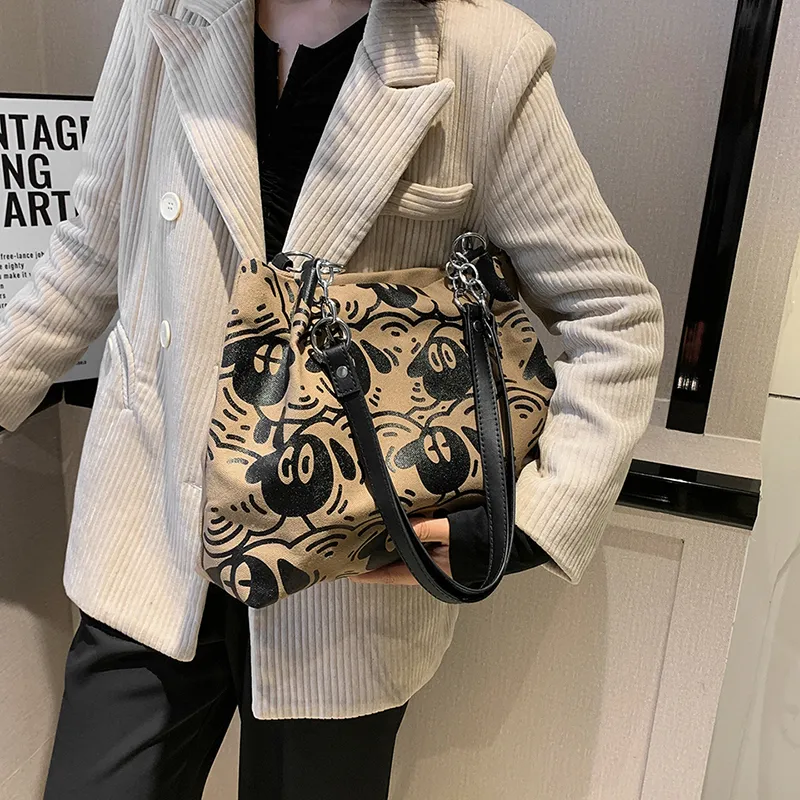 FAMAN Canvas Canvas Bag Shoulder Bags Women's White/Brown-2