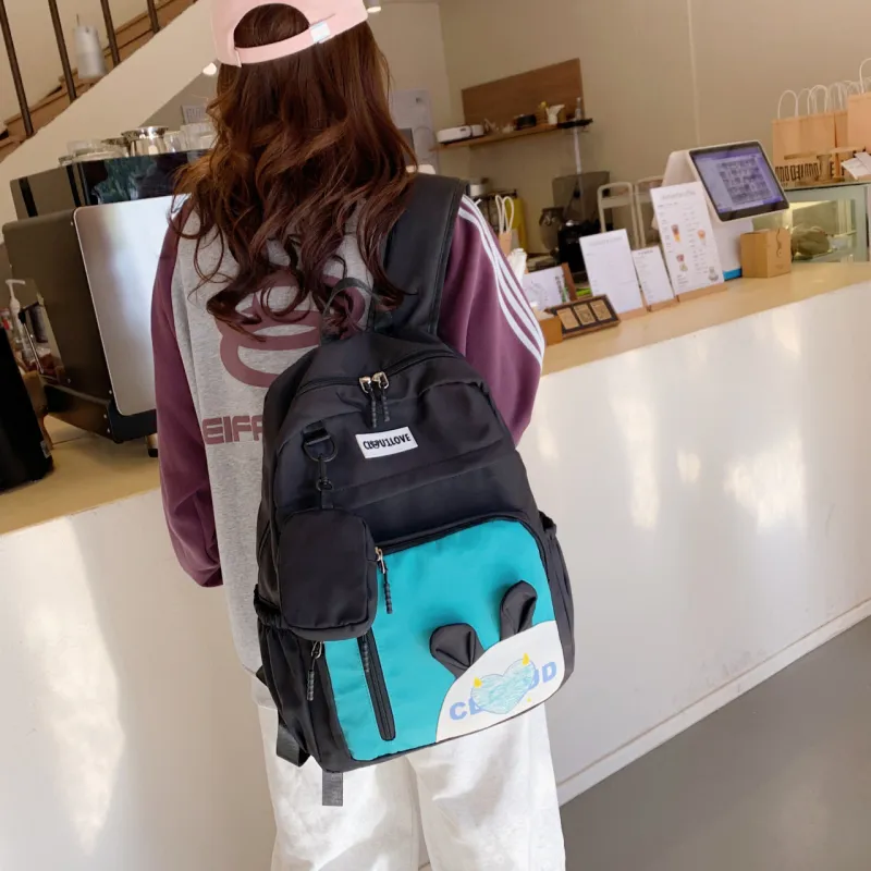 FAMAN Nylon Macaron Color Large Capacity Backpack Cute Trendy Fashion Bag Women's-9