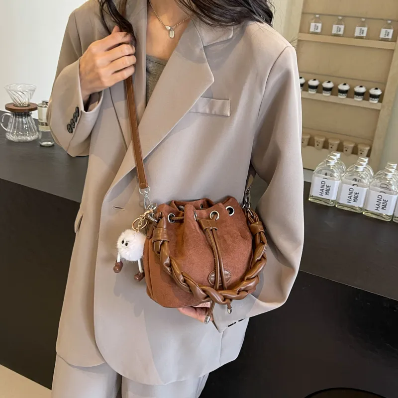 FAMAN PU Bucket Bags Shoulder Bags Regular Women's Pink/Coffee/Brown/Black-13