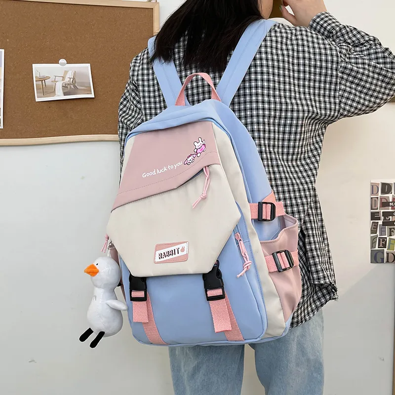 FAMAN Nylon Backpack Regular Women's Black/Red/Green/Blue-19