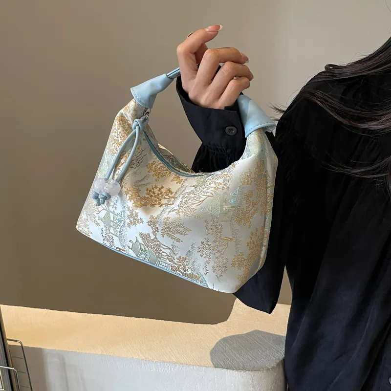 FAMAN Fabric Handbag Regular Women's White/Blue/Pink-1