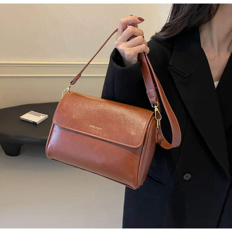 FAMAN PU Shoulder Bag Crossbody Bag Women's Brown Coffee Coffee Black-4