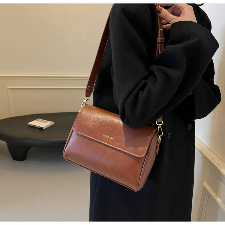 FAMAN PU Shoulder Bag Crossbody Bag Women's Brown Coffee Coffee Black-2