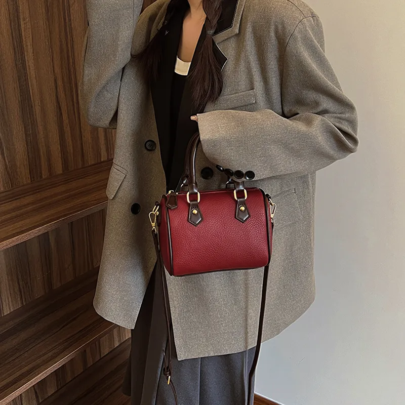 FAMAN PU One Shoulder Handbags Regular Women's Black/Red/Khaki-1