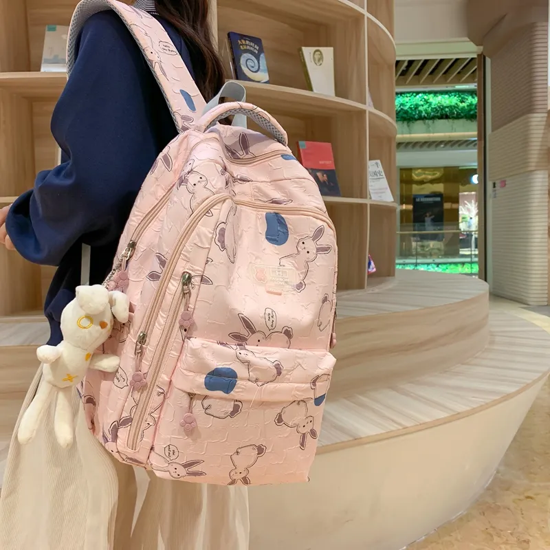 FAMAN Nylon Rabbit Backpack Regular Women's Black/Green/Blue/Pink/White/Purple-15