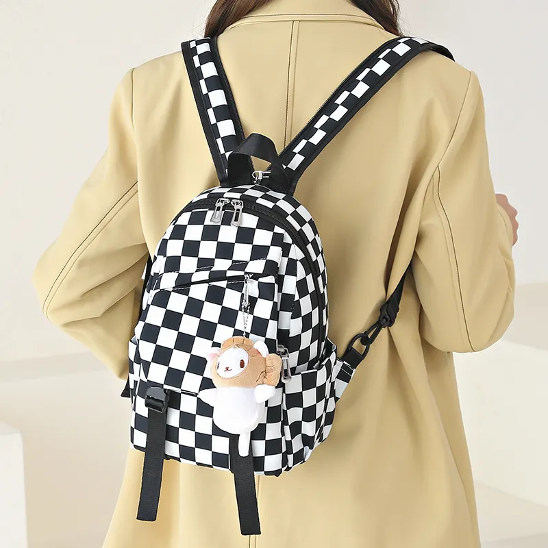 FAMAN Oxford Backpack Small Size Women's Black Red/Blue Pink/Orange-7