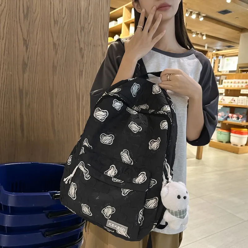 FAMAN Nylon Backpack Regular Unisex Pink+Charm/White+Charm/Purple+Charm/Black+Charm/Green+Charm/Blue+Charm-10