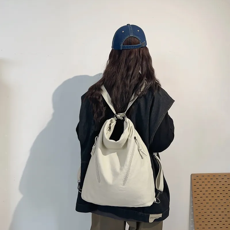 FAMAN Canvas Canvas Bag Commute Shoulder Bag Regular Unisex Black/White/Green/Brown-4