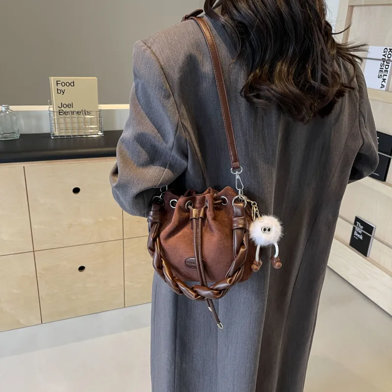 FAMAN PU Bucket Bags Shoulder Bags Regular Women's Pink/Coffee/Brown/Black-11