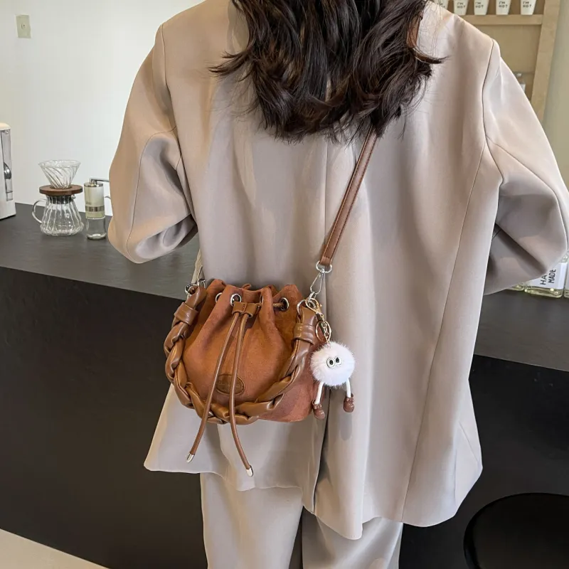 FAMAN PU Bucket Bags Shoulder Bags Regular Women's Pink/Coffee/Brown/Black-17