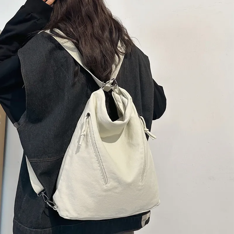 FAMAN Canvas Canvas Bag Commute Shoulder Bag Regular Unisex Black/White/Green/Brown-3