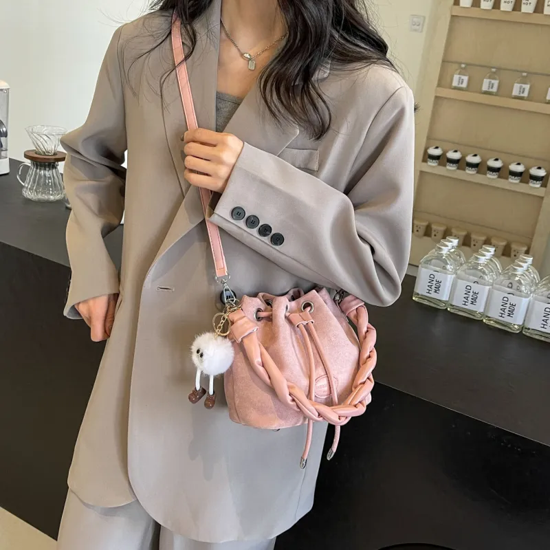 FAMAN PU Bucket Bags Shoulder Bags Regular Women's Pink/Coffee/Brown/Black-1