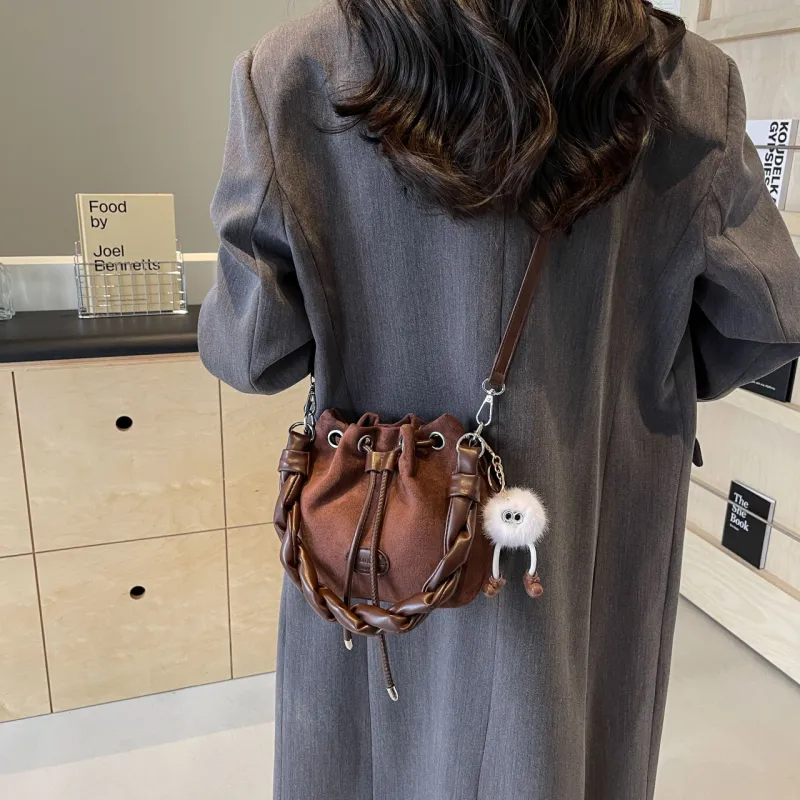 FAMAN PU Bucket Bags Shoulder Bags Regular Women's Pink/Coffee/Brown/Black-9