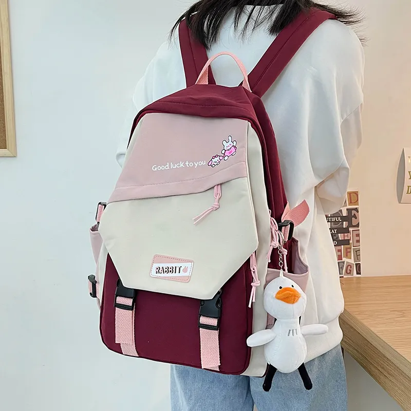 FAMAN Nylon Backpack Regular Women's Black/Red/Green/Blue-3