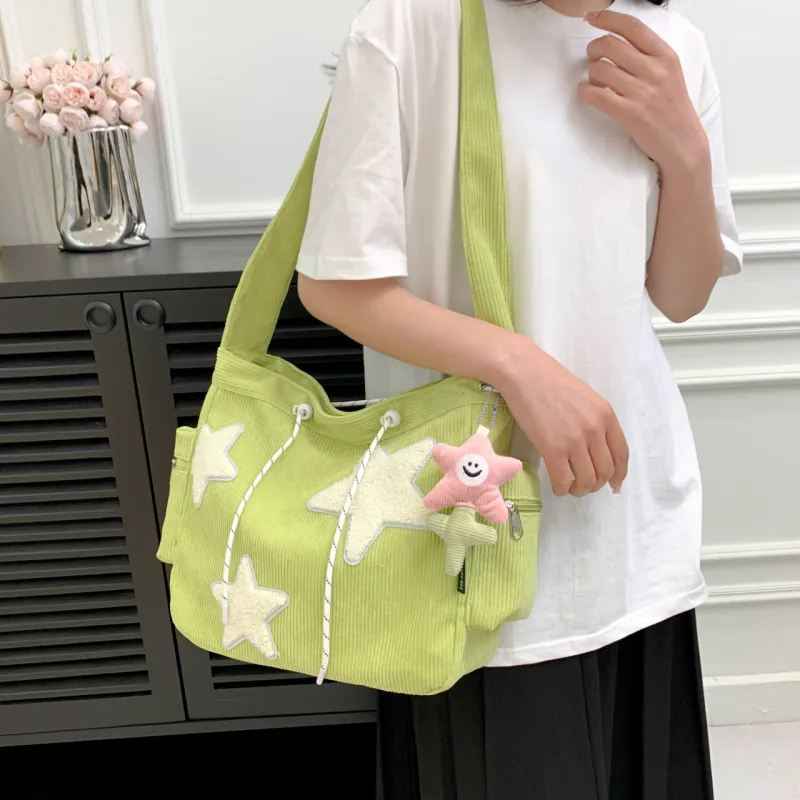 FAMAN Corduroy Crossbody Bag, Shoulder Bag Women's Pink/Black/White/Green-25