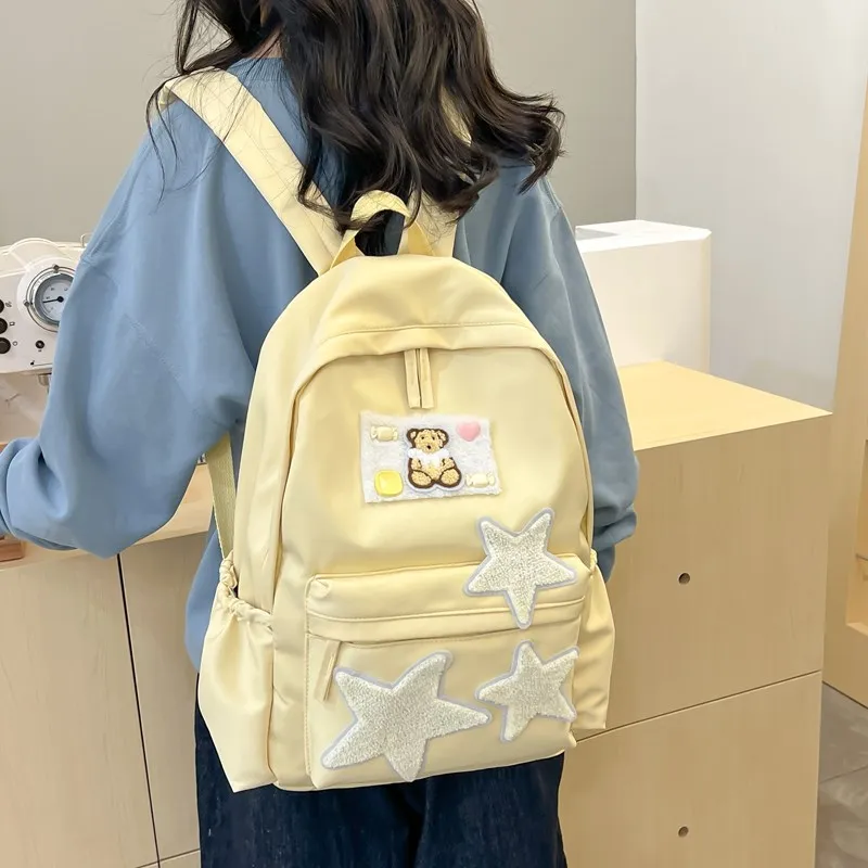 FAMAN Composite Cloth Backpacks Regular Women's White/Black/Yellow/Green-6
