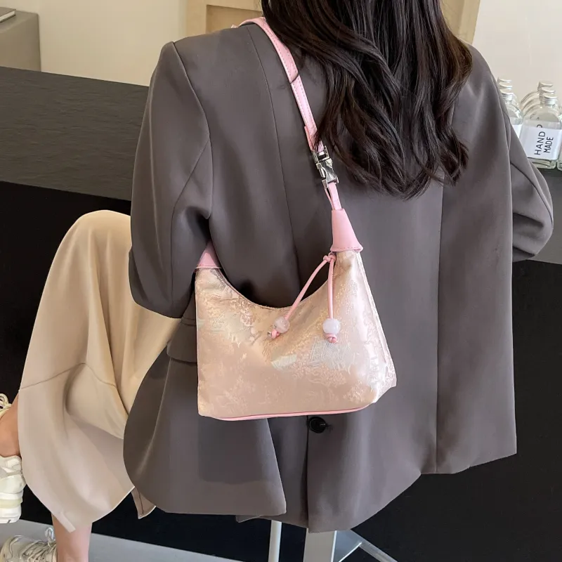 FAMAN Fabric Handbag Regular Women's White/Blue/Pink-12