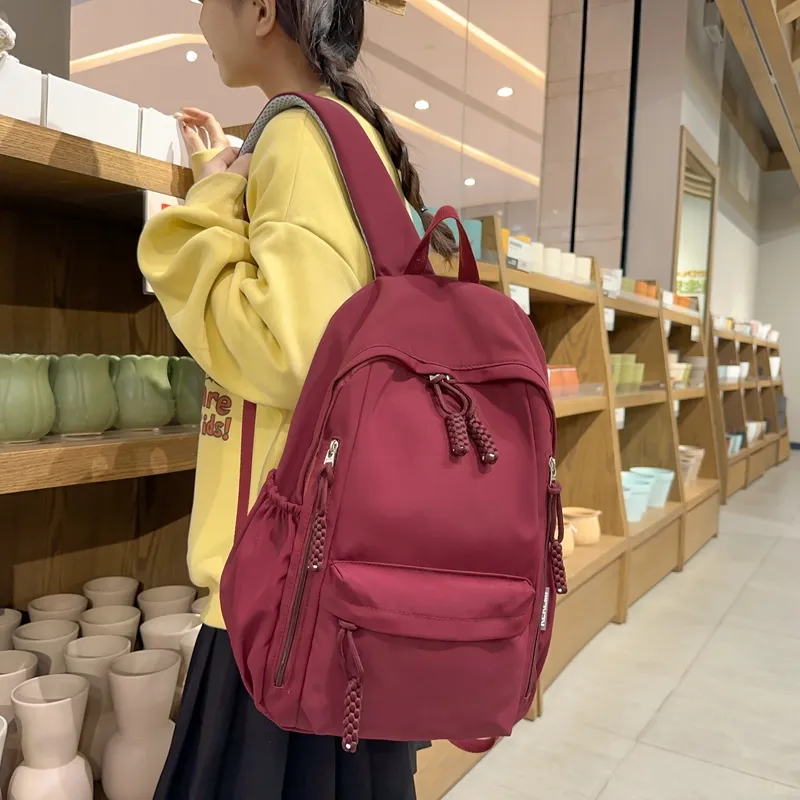 FAMAN Nylon Backpack Regular Women's Black/Red/Yellow/Pink/White-11