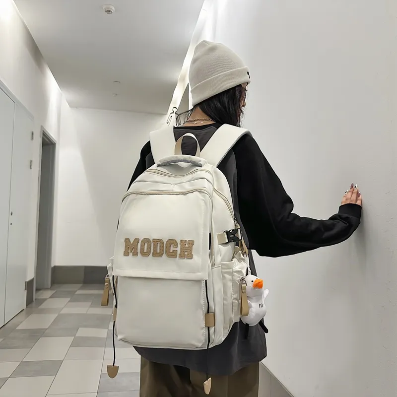 FAMAN Nylon Backpack Unisex Black/White/Red/Blue/Coffee-10