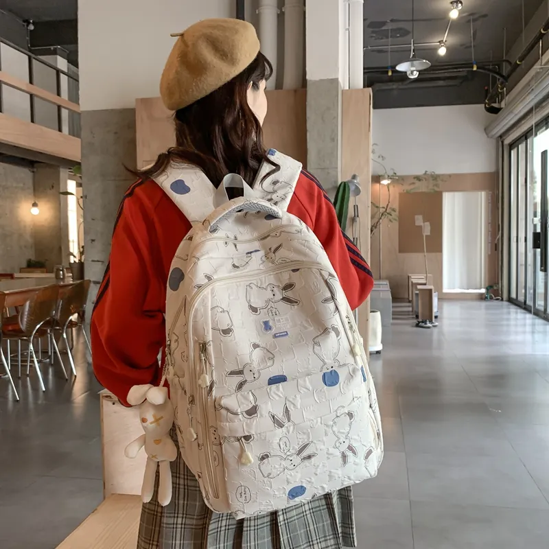 FAMAN Nylon Rabbit Backpack Regular Women's Black/Green/Blue/Pink/White/Purple-2