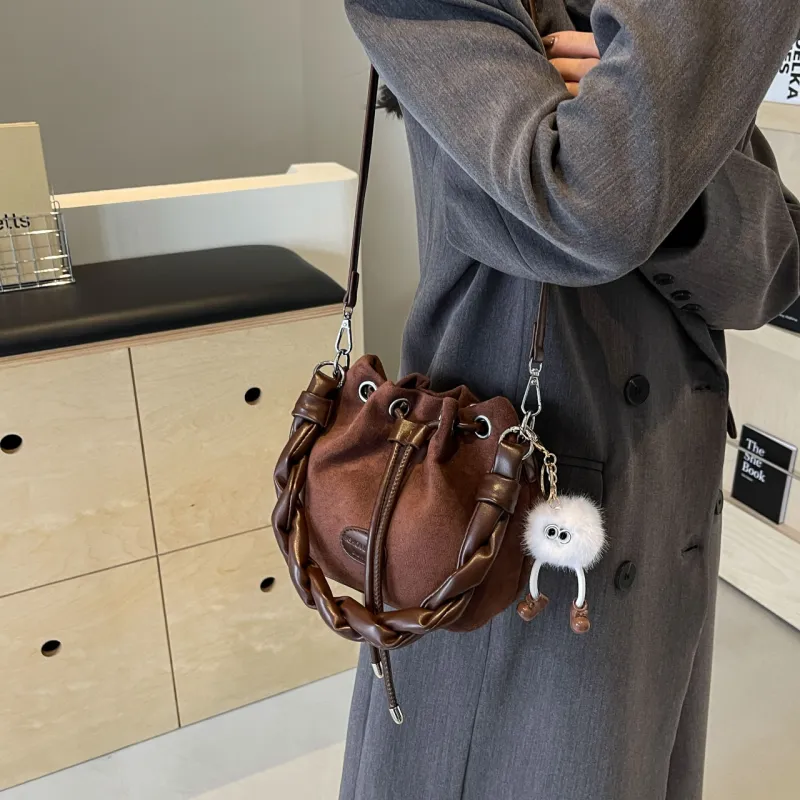 FAMAN PU Bucket Bags Shoulder Bags Regular Women's Pink/Coffee/Brown/Black-10