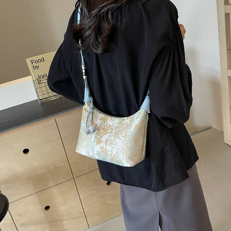 FAMAN Fabric Handbag Regular Women's White/Blue/Pink-4
