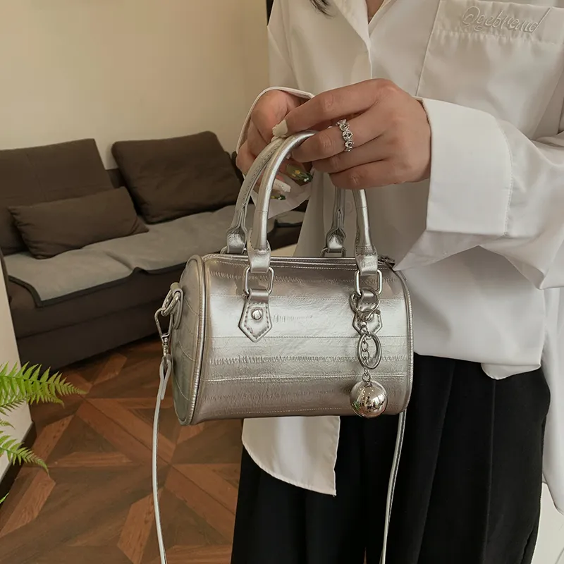FAMAN PU Crossbody Bags Handbags Women's Ivory/Silver/Black-12