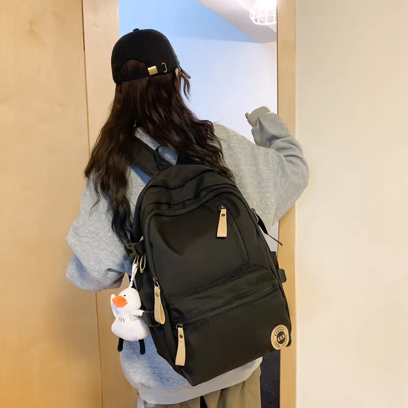 FAMAN Nylon Backpack Regular Women's Black+Charm/White+Charm/Red+Charm/Blue+Charm/Khaki+Charm-1