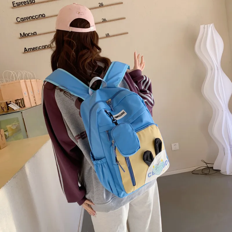 FAMAN Nylon Macaron Color Large Capacity Backpack Cute Trendy Fashion Bag Women's-18