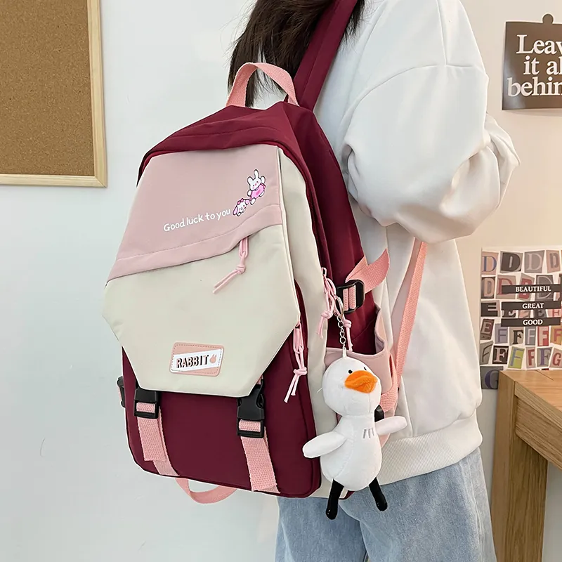FAMAN Nylon Backpack Regular Women's Black/Red/Green/Blue-2
