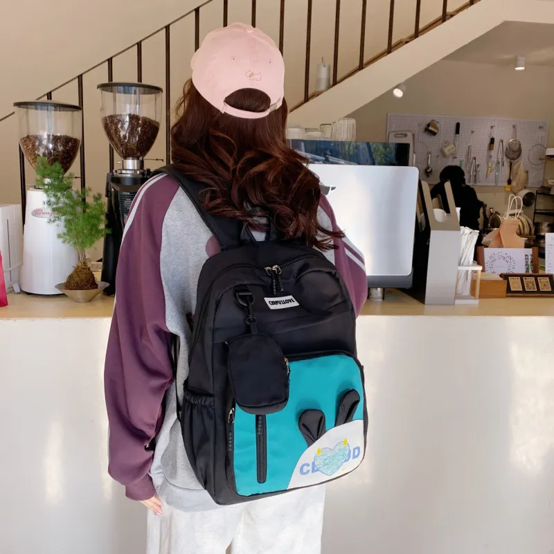 FAMAN Nylon Macaron Color Large Capacity Backpack Cute Trendy Fashion Bag Women's-6