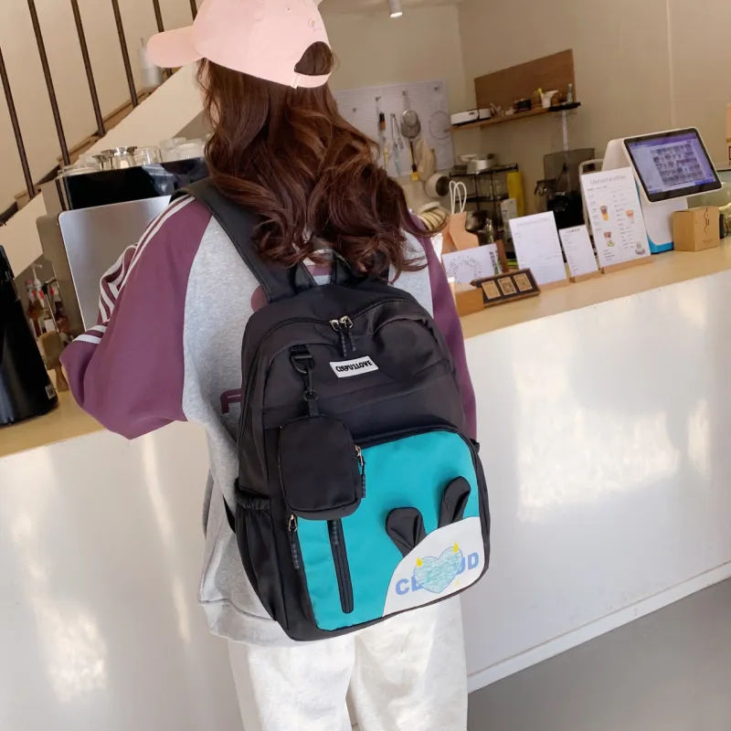 FAMAN Nylon Macaron Color Large Capacity Backpack Cute Trendy Fashion Bag Women's-5
