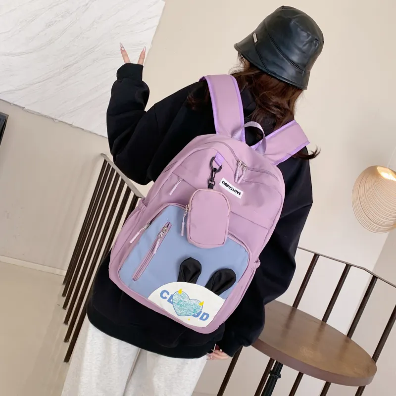 FAMAN Nylon Macaron Color Large Capacity Backpack Cute Trendy Fashion Bag Women's-1