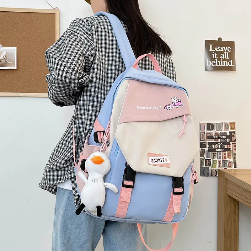 FAMAN Nylon Backpack Regular Women's Black/Red/Green/Blue-21