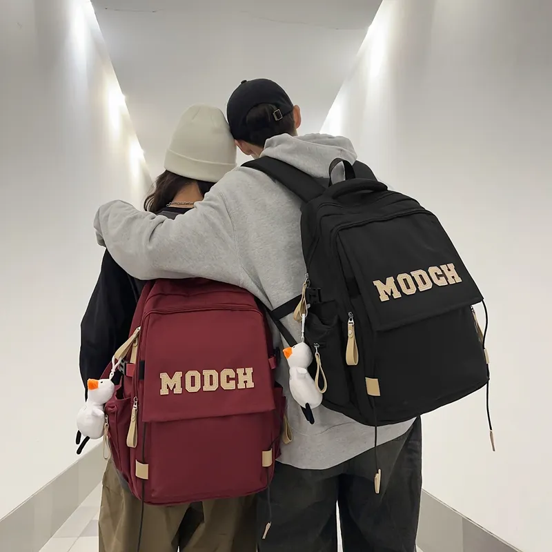 FAMAN Nylon Backpack Unisex Black/White/Red/Blue/Coffee-7