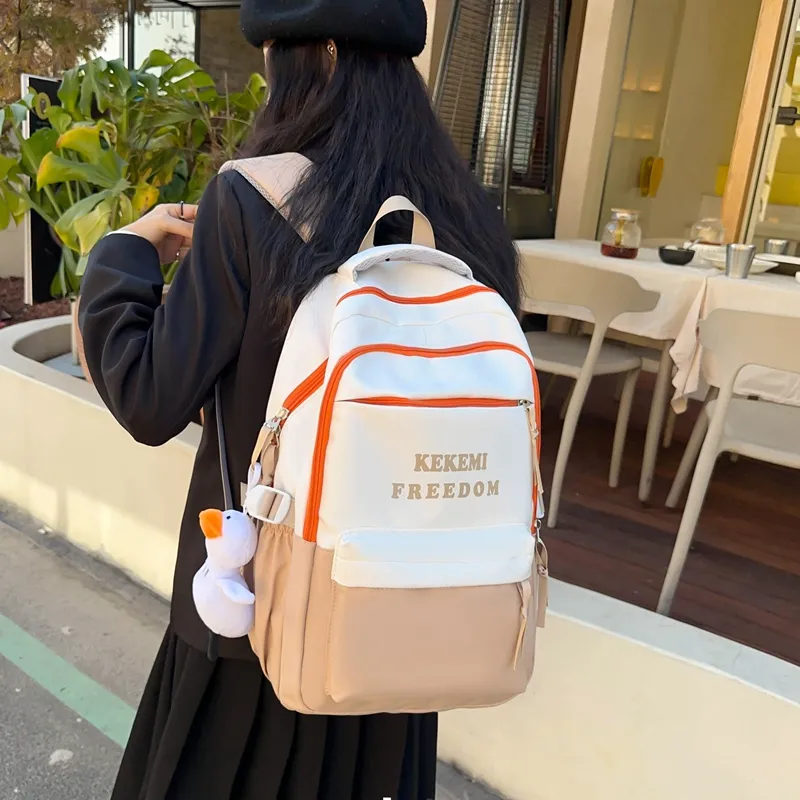 FAMAN Nylon Backpack Women's Black/Red/Green/Khaki/Blue-8