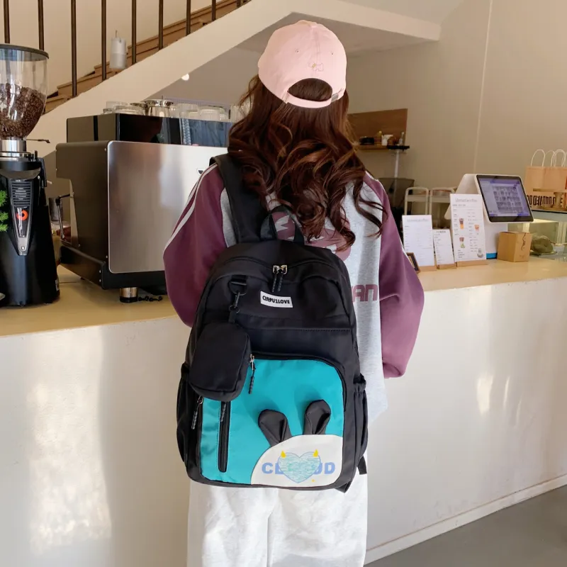 FAMAN Nylon Macaron Color Large Capacity Backpack Cute Trendy Fashion Bag Women's-8