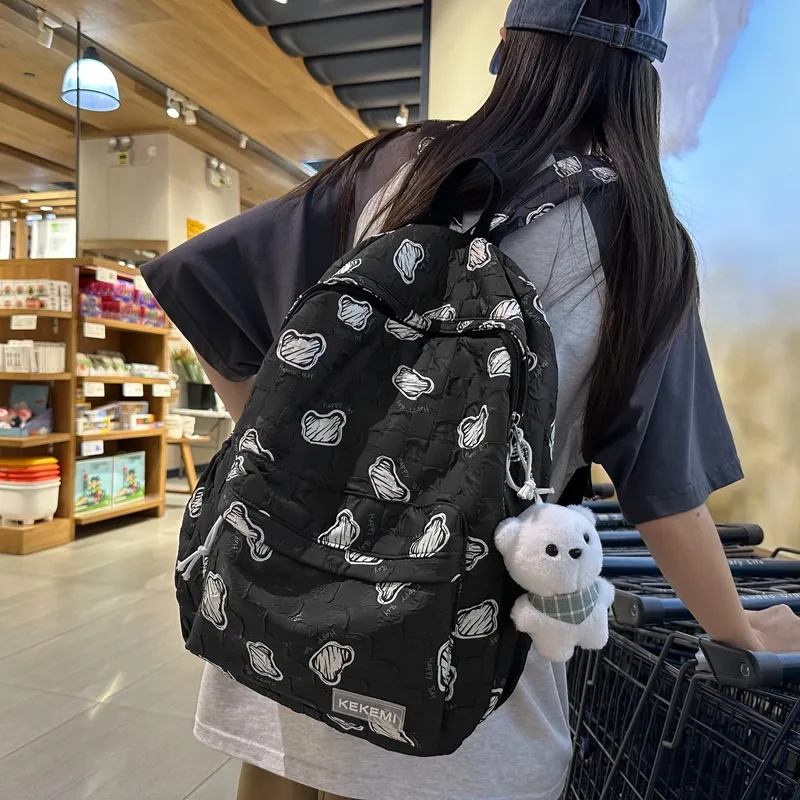 FAMAN Nylon Backpack Regular Unisex Pink+Charm/White+Charm/Purple+Charm/Black+Charm/Green+Charm/Blue+Charm-9