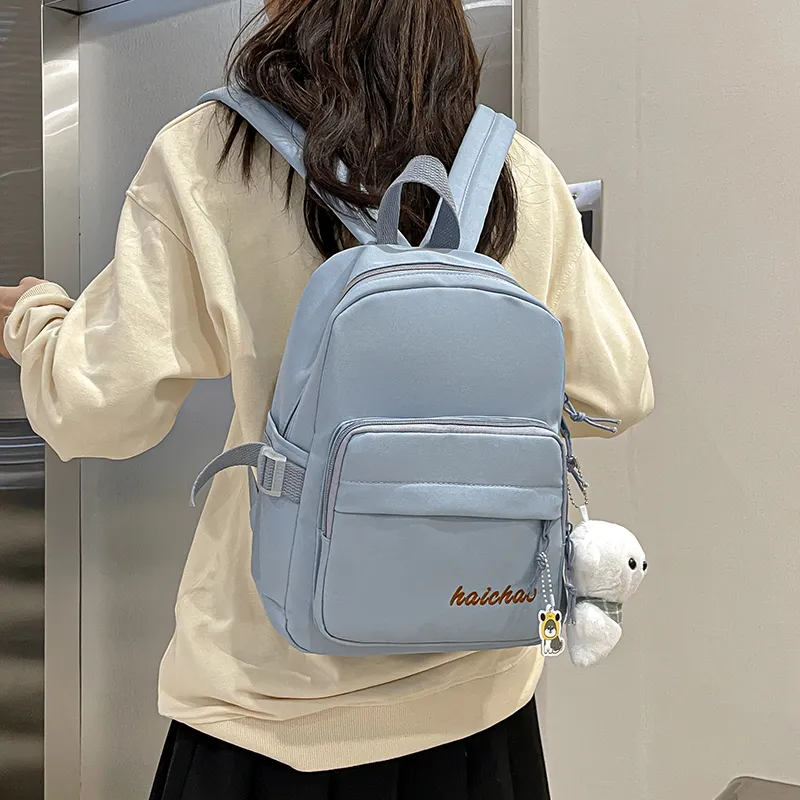 FAMAN Oxford Backpack Small Size Women's Ecru/Black/Purple/Blue/Pink-9