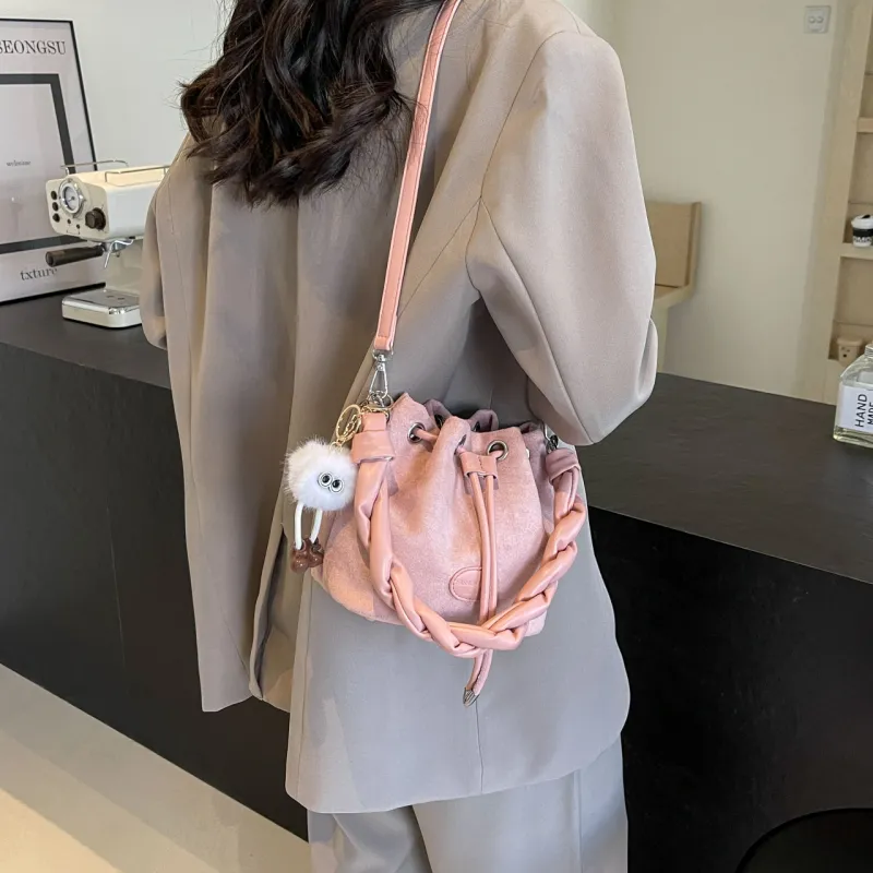 FAMAN PU Bucket Bags Shoulder Bags Regular Women's Pink/Coffee/Brown/Black-3