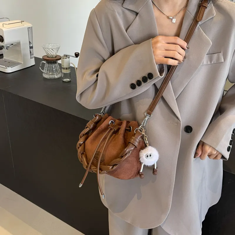 FAMAN PU Bucket Bags Shoulder Bags Regular Women's Pink/Coffee/Brown/Black-16