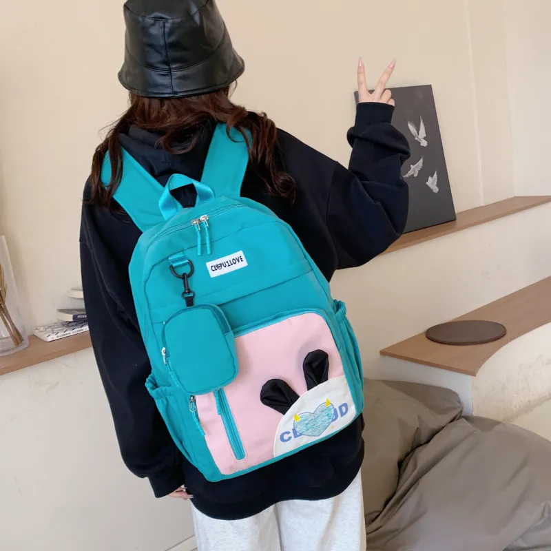 FAMAN Nylon Macaron Color Large Capacity Backpack Cute Trendy Fashion Bag Women's-14