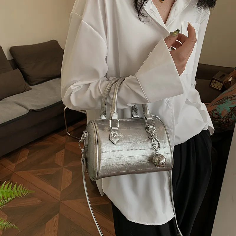 FAMAN PU Crossbody Bags Handbags Women's Ivory/Silver/Black-8