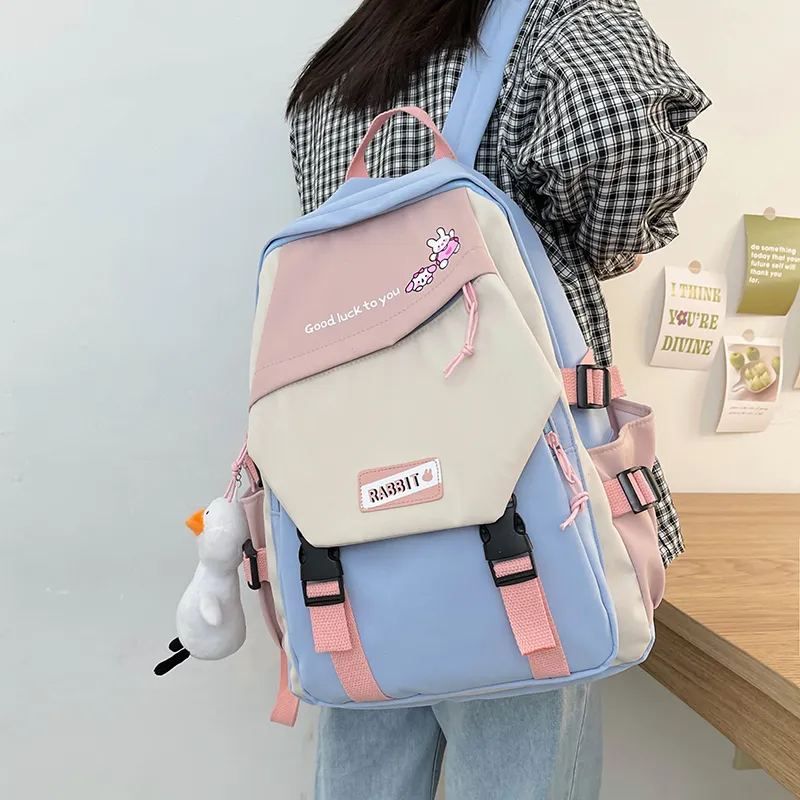 FAMAN Nylon Backpack Regular Women's Black/Red/Green/Blue-22