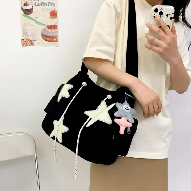 FAMAN Corduroy Crossbody Bag, Shoulder Bag Women's Pink/Black/White/Green-17