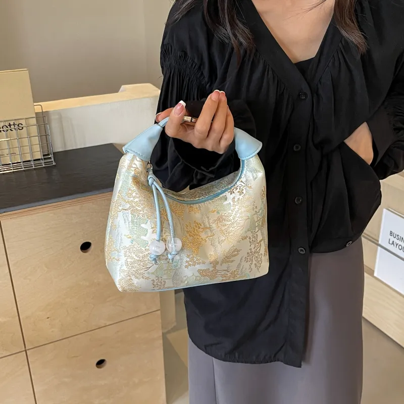 FAMAN Fabric Handbag Regular Women's White/Blue/Pink-2